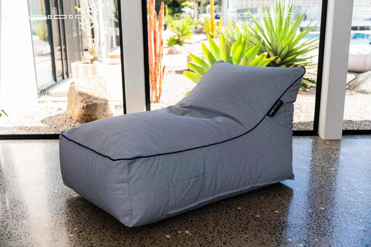 Kirra Indoor/Outdoor Bean Bag in Tweed Navy - The Furniture Shack