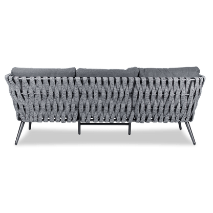Montego 3 Seater in Gunmetal Grey with Charcoal Spun Poly Cushions and Midnight Fleck Olefin Rope - The Furniture Shack