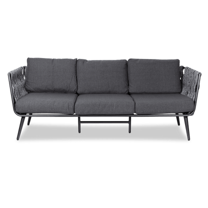 Montego 3 Seater in Gunmetal Grey with Charcoal Spun Poly Cushions and Midnight Fleck Olefin Rope - The Furniture Shack