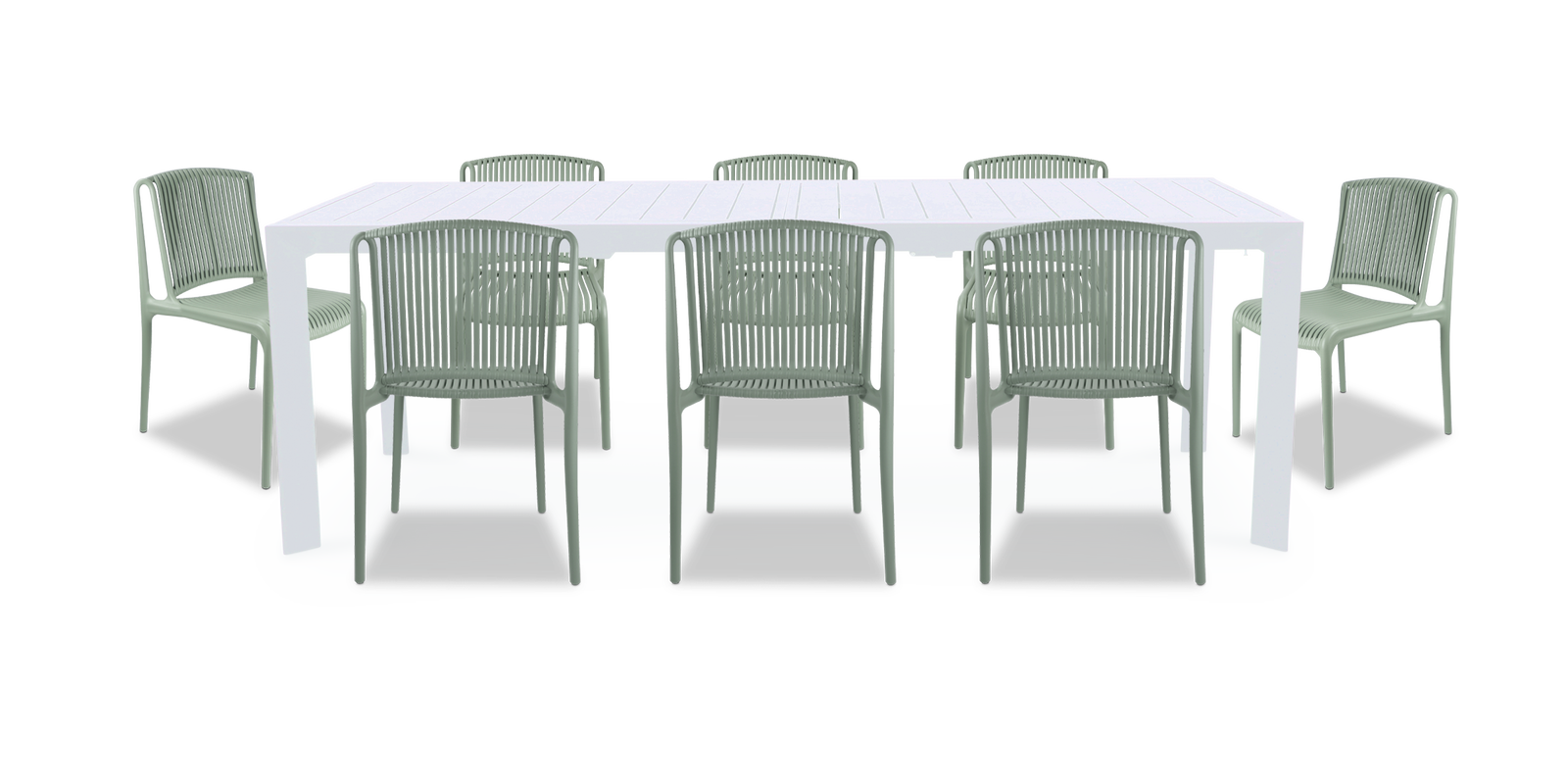 Morocco Outdoor Extension Table in White with Polypropylene Chairs - The Furniture Shack