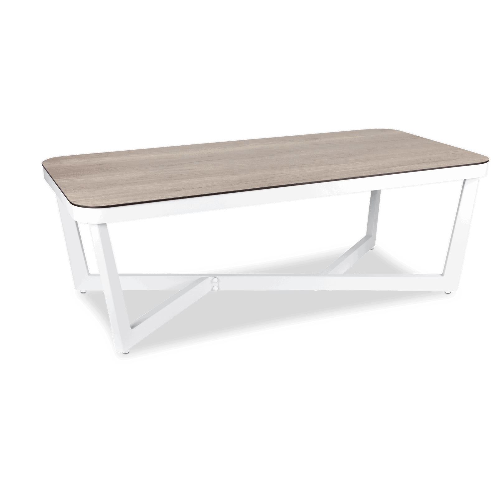 Porto Outdoor Coffee Table in Arctic White Aluminium Frame with HPL Accent - The Furniture Shack