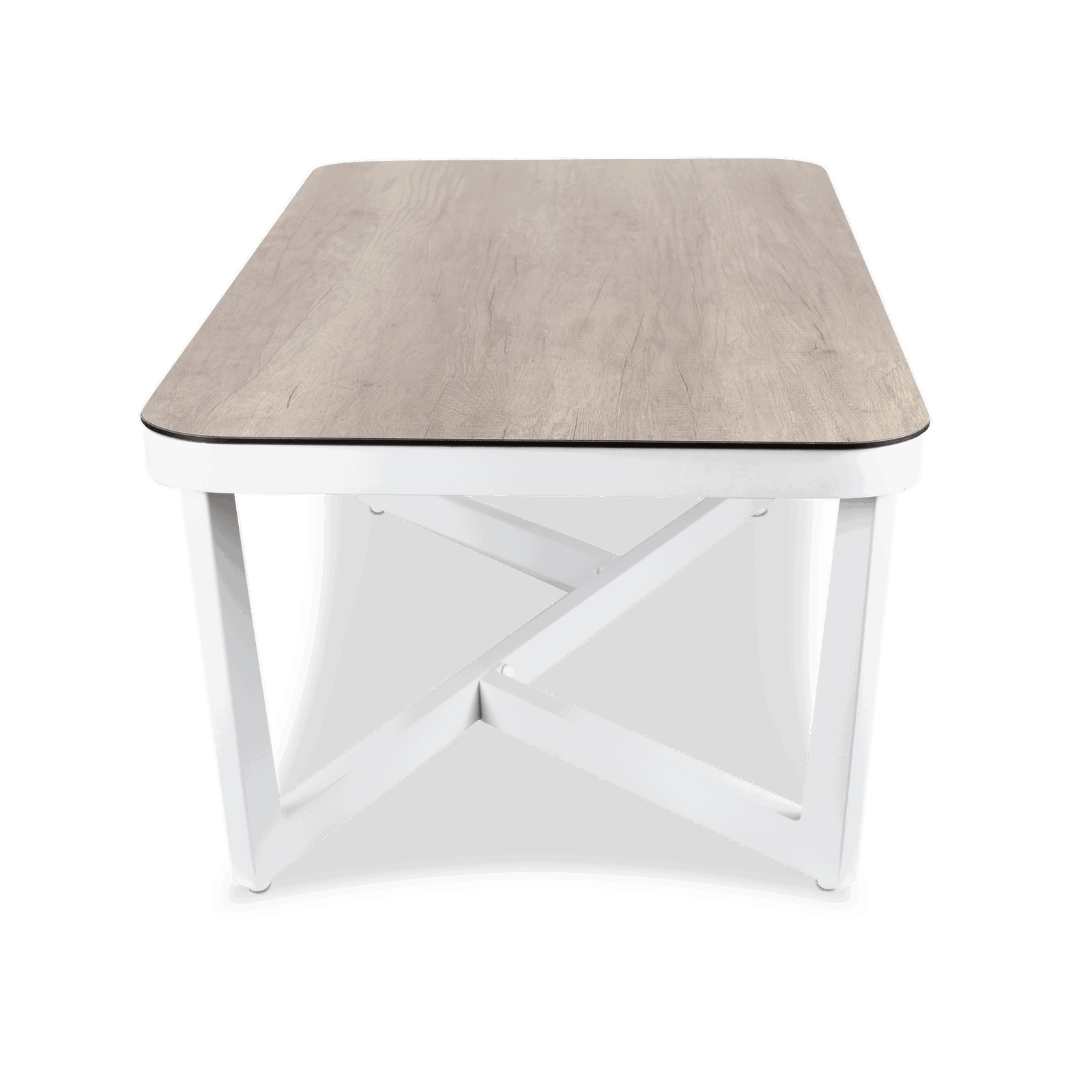 Porto Outdoor Coffee Table in Arctic White Aluminium Frame with HPL Accent - The Furniture Shack