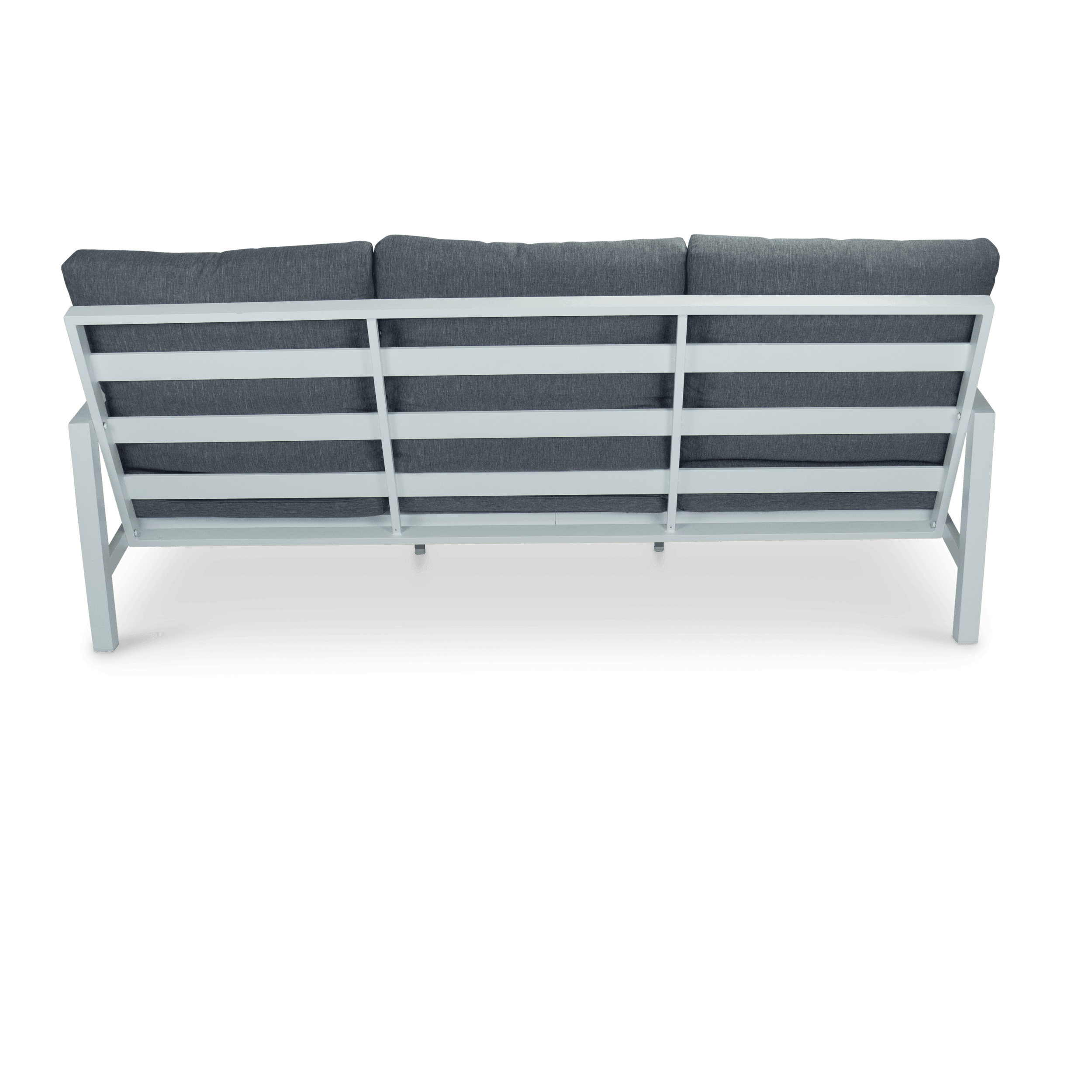 San Sebastian 3 Seater in Arctic White with Platinum Olefin Cushions - The Furniture Shack