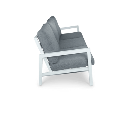 San Sebastian 3 Seater in Arctic White with Platinum Olefin Cushions - The Furniture Shack