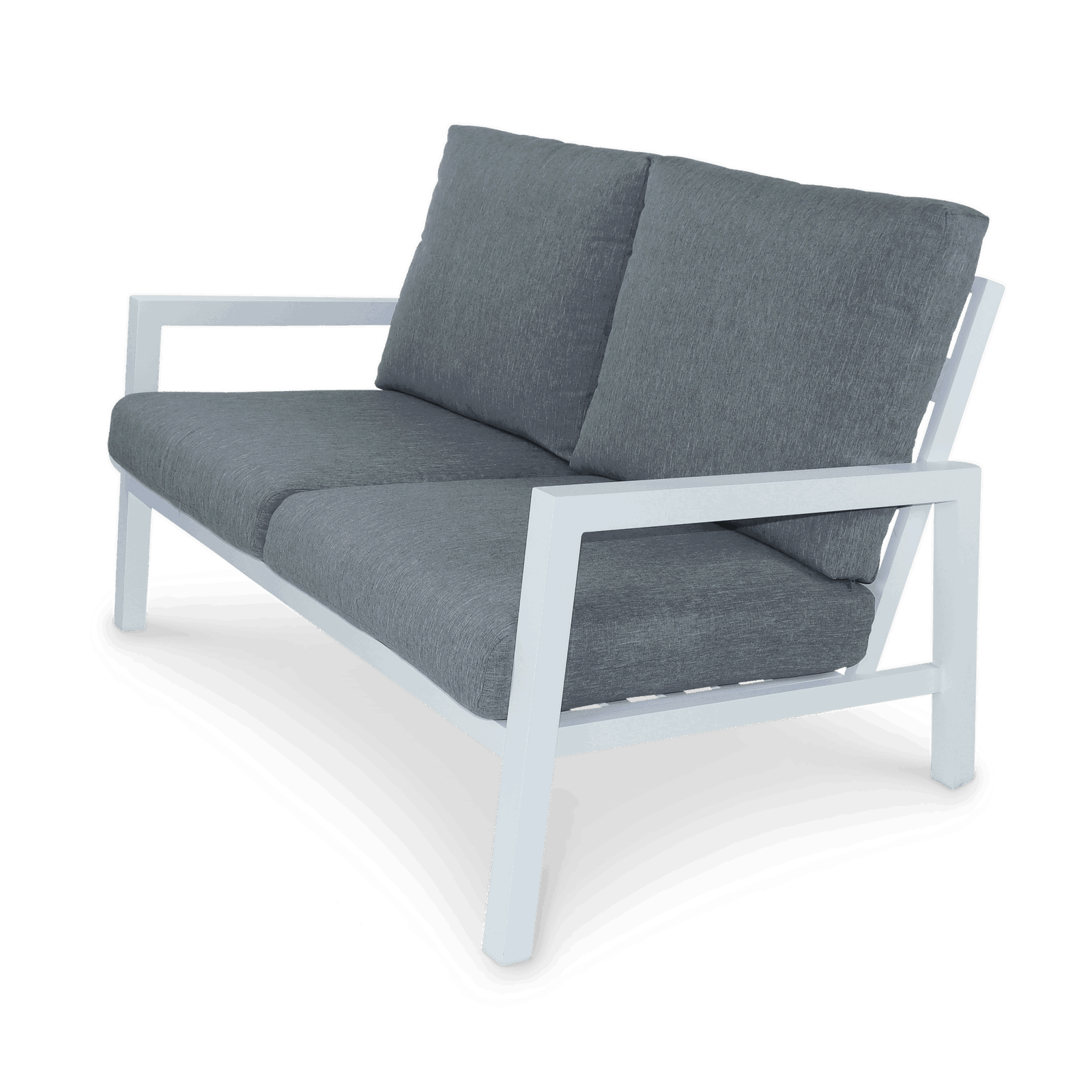 San Sebastian 2 Seater in Arctic White with Platinum Olefin Cushions - The Furniture Shack
