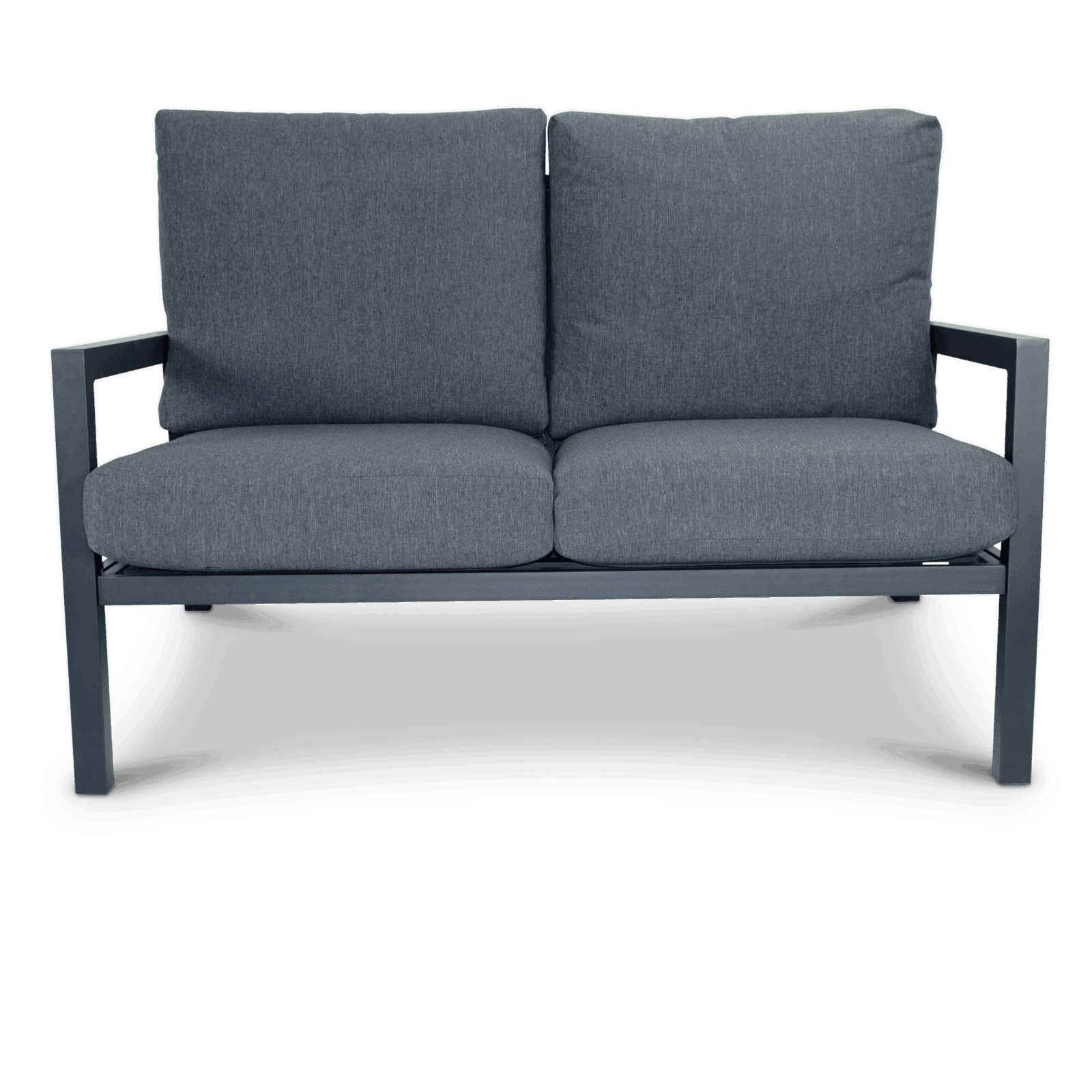 San Sebastian 2 Seater in Gunmetal Grey with Platinum Olefin Cushions - The Furniture Shack