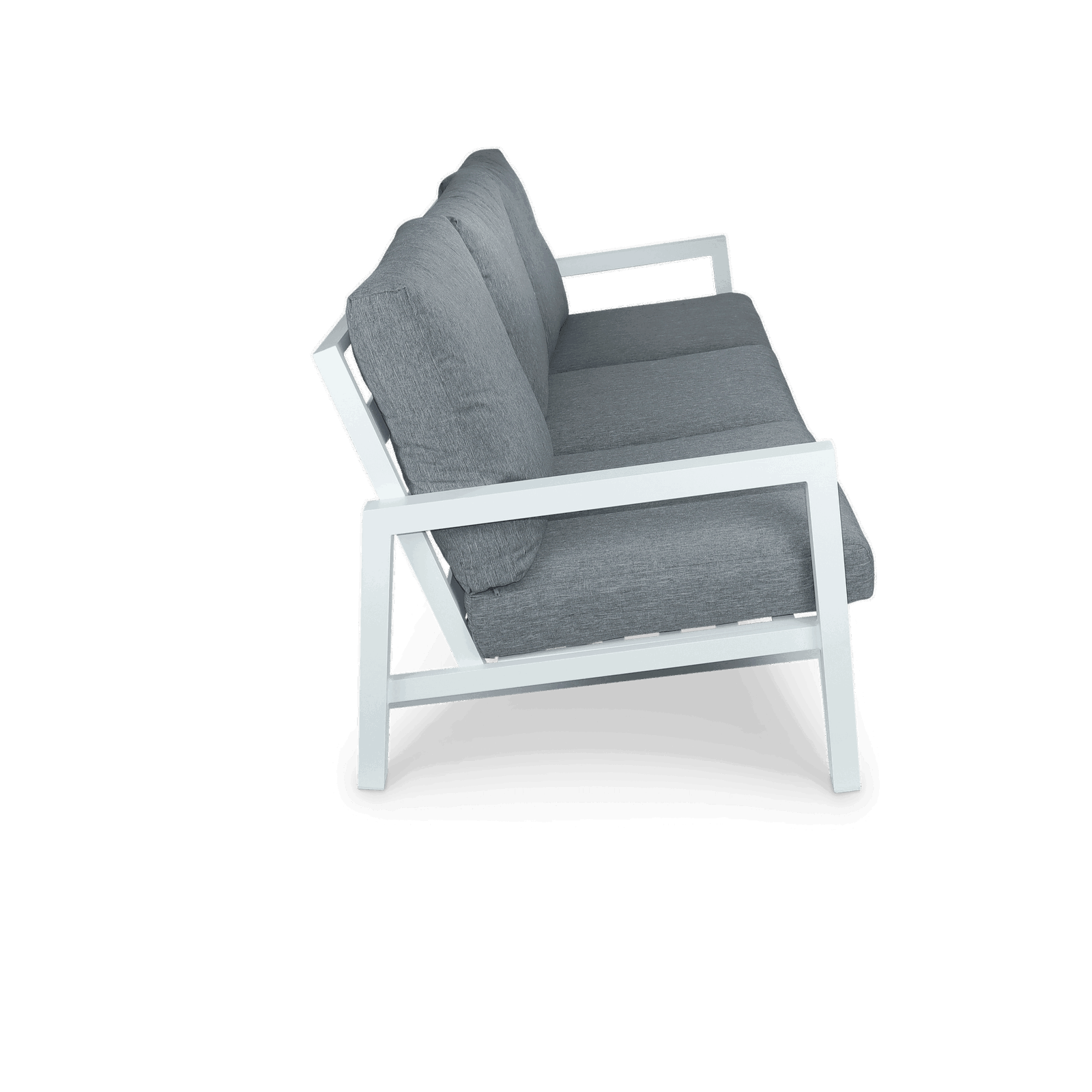 San Sebastian 3 Seater in Arctic White with Platinum Olefin Cushions - The Furniture Shack
