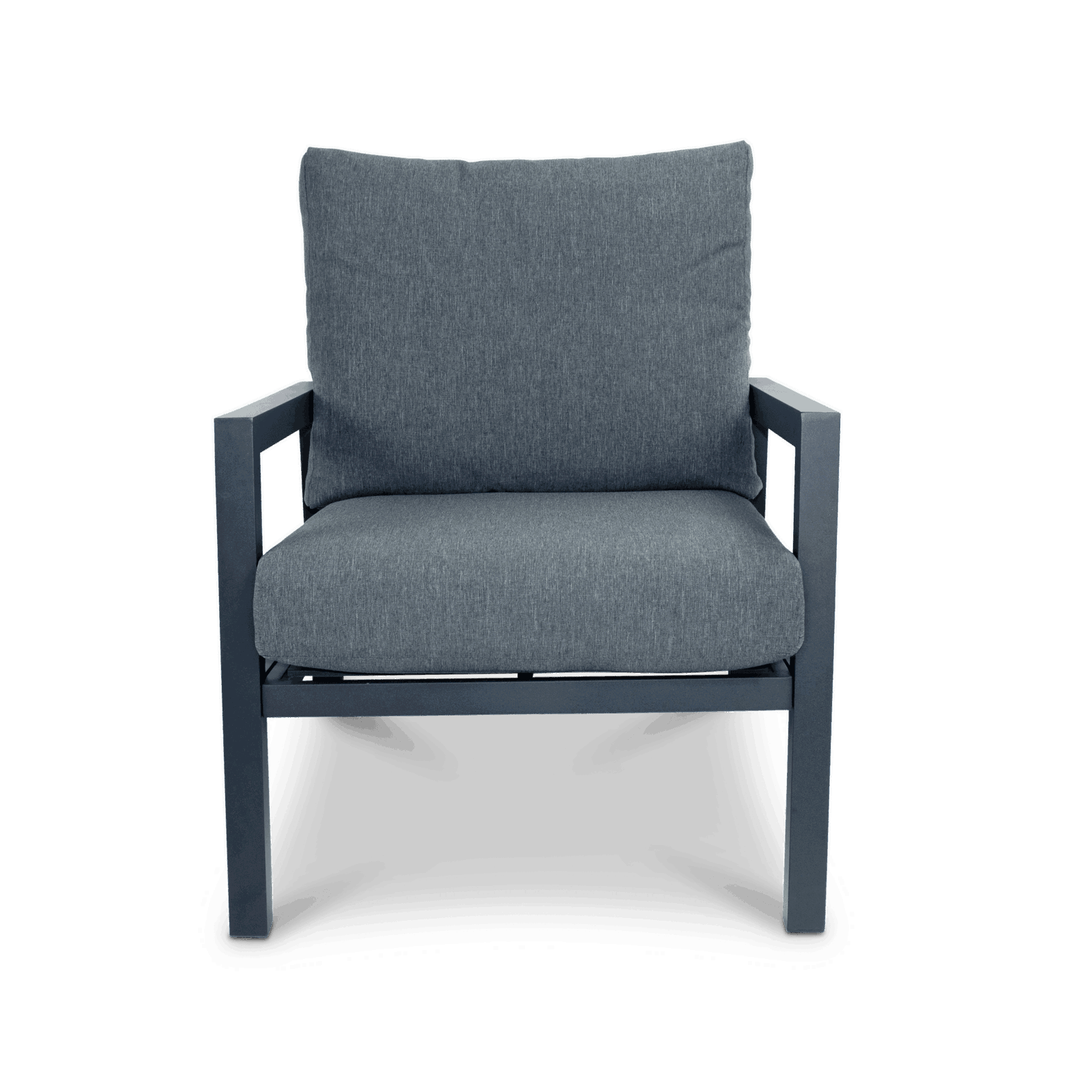 San Sebastian Outdoor Armchair in Gunmetal with Platinum Olefin Cushions - The Furniture Shack