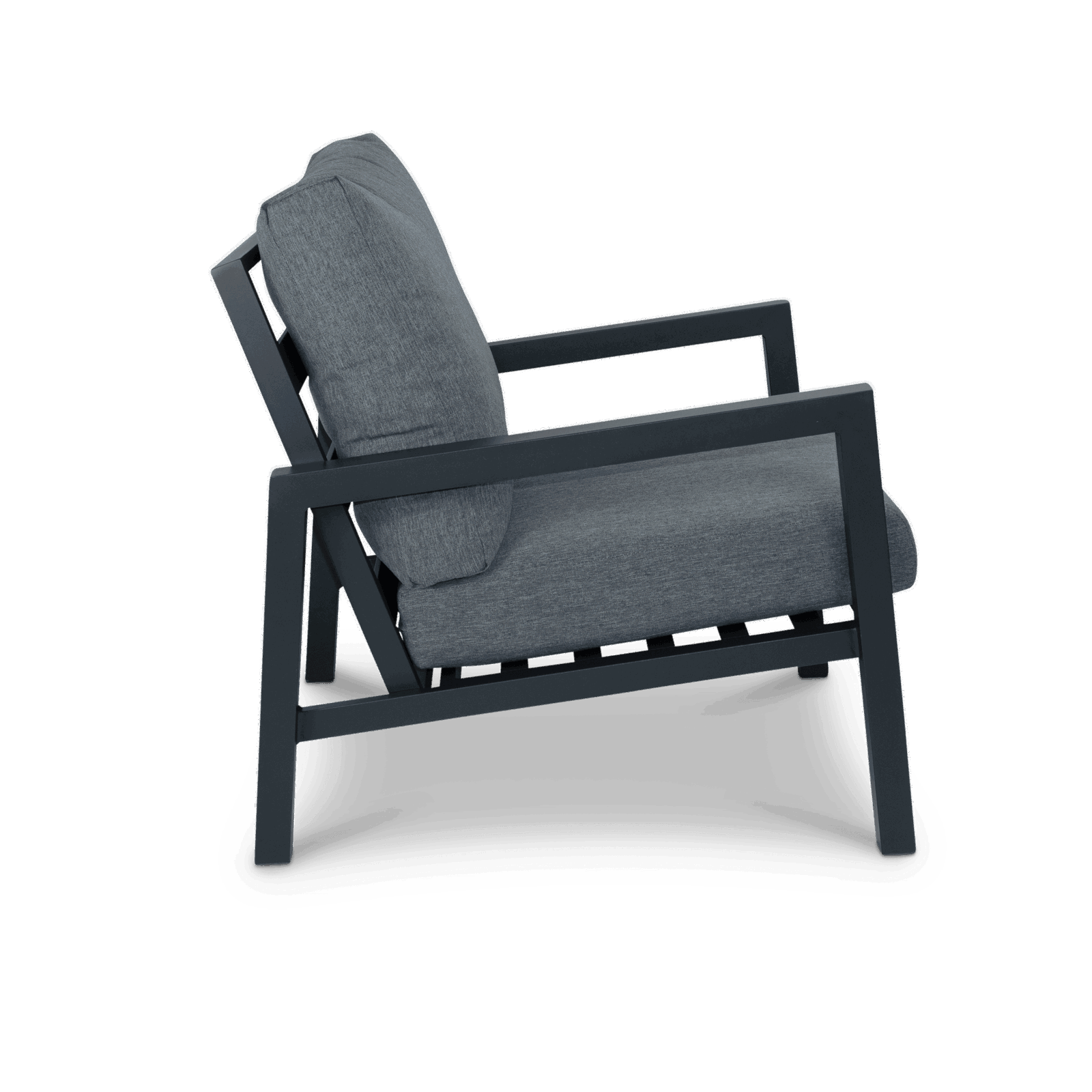 San Sebastian Outdoor Armchair in Gunmetal with Platinum Olefin Cushions - The Furniture Shack