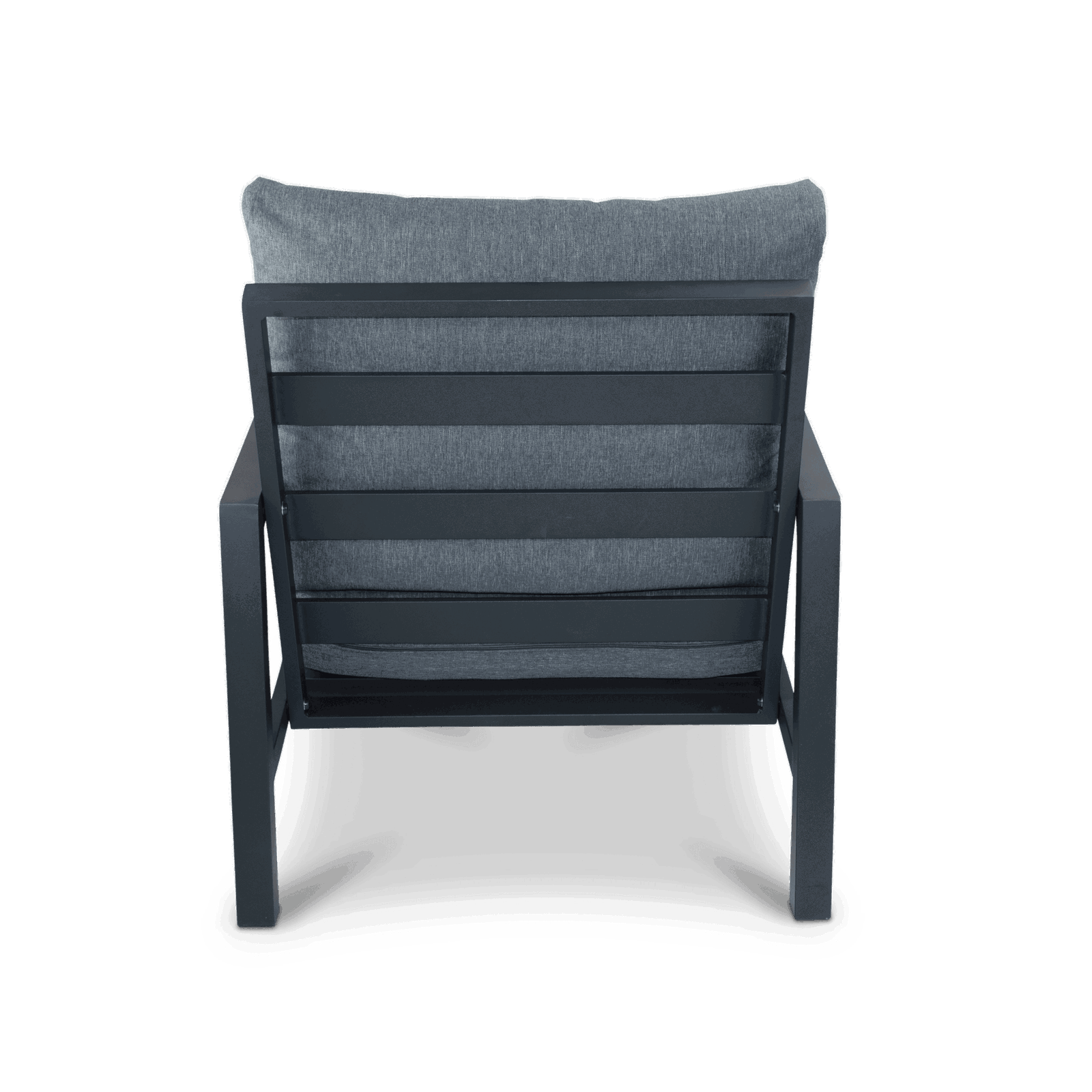 San Sebastian Outdoor Armchair in Gunmetal with Platinum Olefin Cushions - The Furniture Shack