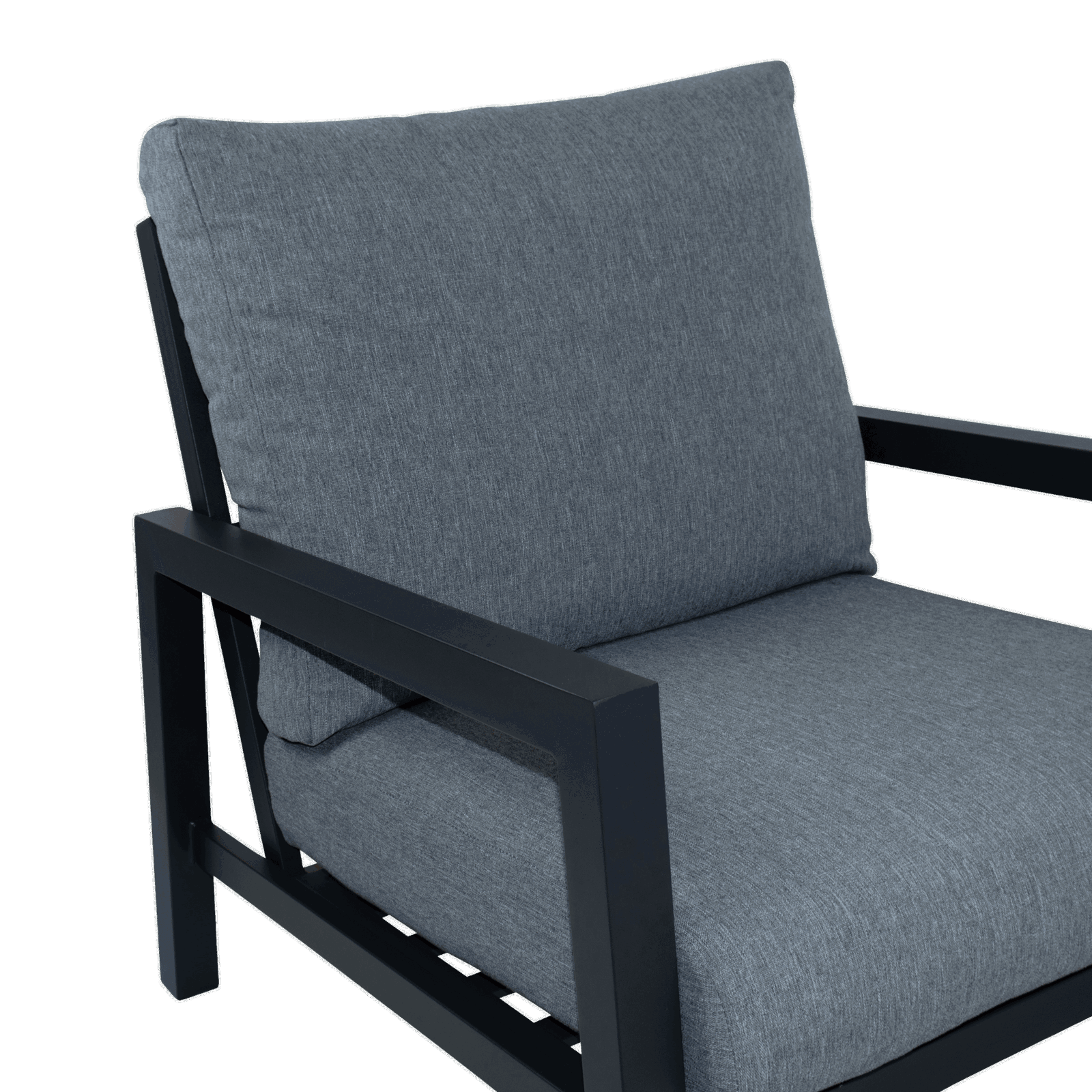 San Sebastian Outdoor Armchair in Gunmetal with Platinum Olefin Cushions - The Furniture Shack