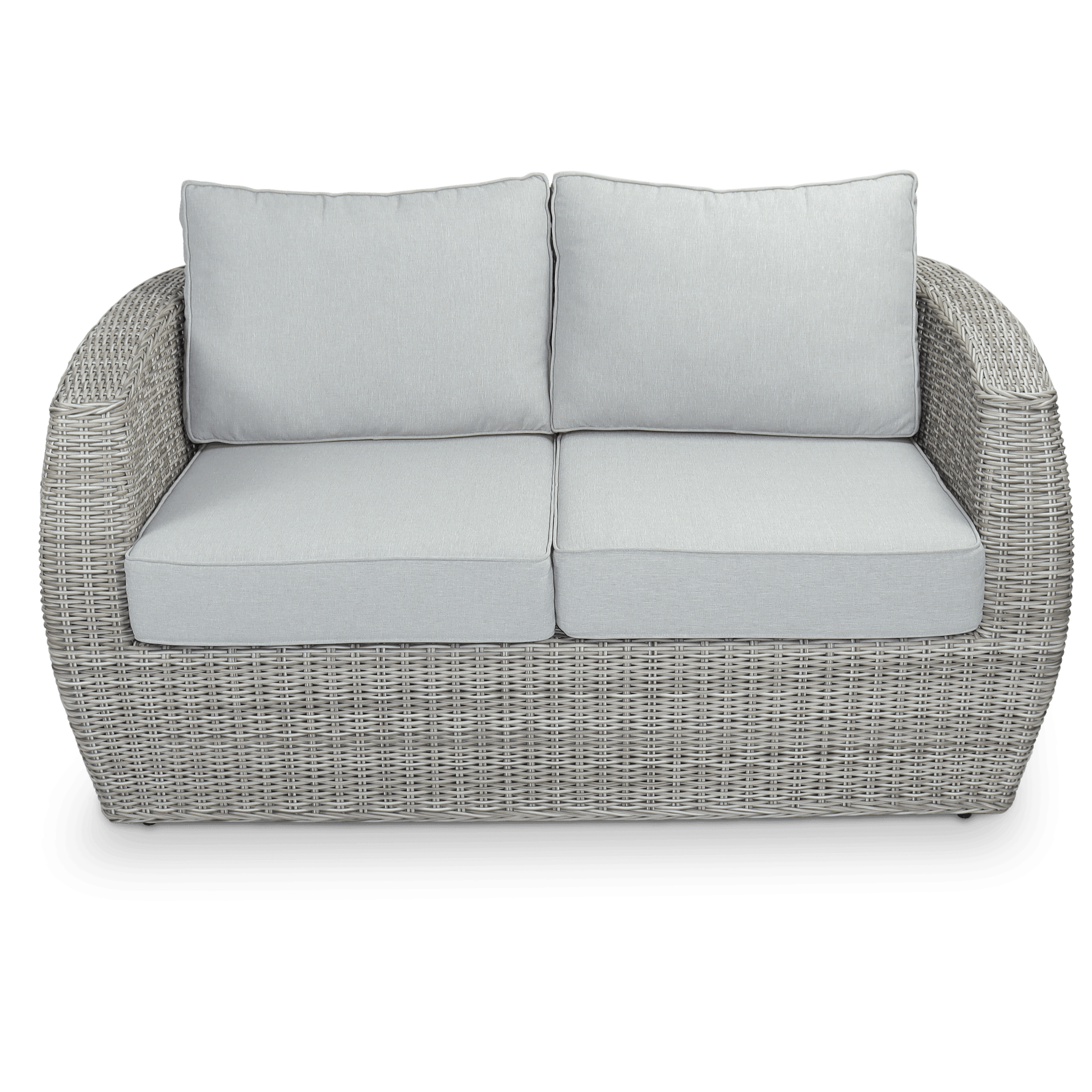 Sienna 2 Seater in Kubu Grey Synthetic Viro Rattan and Mountain Ash Sunproof All Weather Fabric - The Furniture Shack