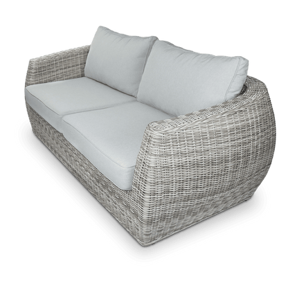 Sienna 3 Seater in Kubu Grey Synthetic Viro Rattan and Mountain Ash Sunproof All Weather Fabric - The Furniture Shack