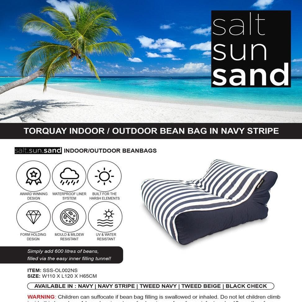 Torquay Indoor/Outdoor Bean Bag in Navy Stripe - The Furniture Shack