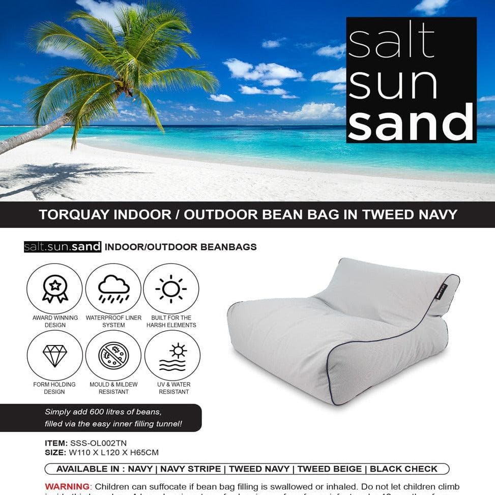 Torquay Indoor/Outdoor Bean Bag in Tweed Navy - The Furniture Shack