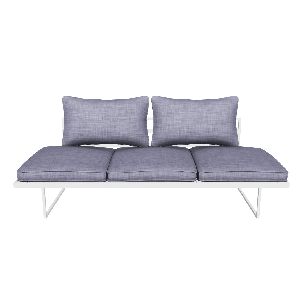 Milan 3 Seater with Dual Sunlounger Functionality in Arctic White Frame and Pebble Olefin Cushions