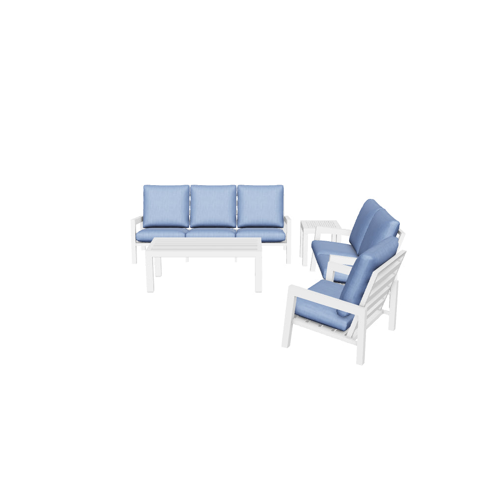 San Sebastian Outdoor Lounge Suite in Arctic White Aluminium with Platinum Olefin Cushions