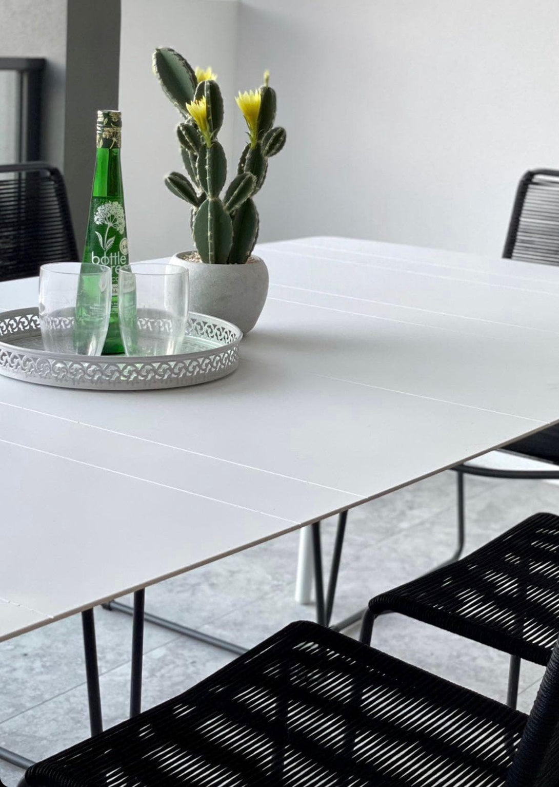 Amalfi Rectangle Dining Table (200x100cm) in Arctic White Aluminium - The Furniture Shack
