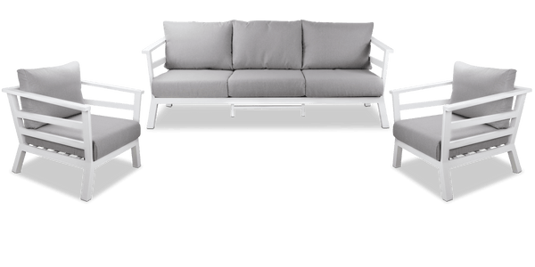 Aveiro Outdoor Lounge Suite in White Aluminium - The Furniture Shack