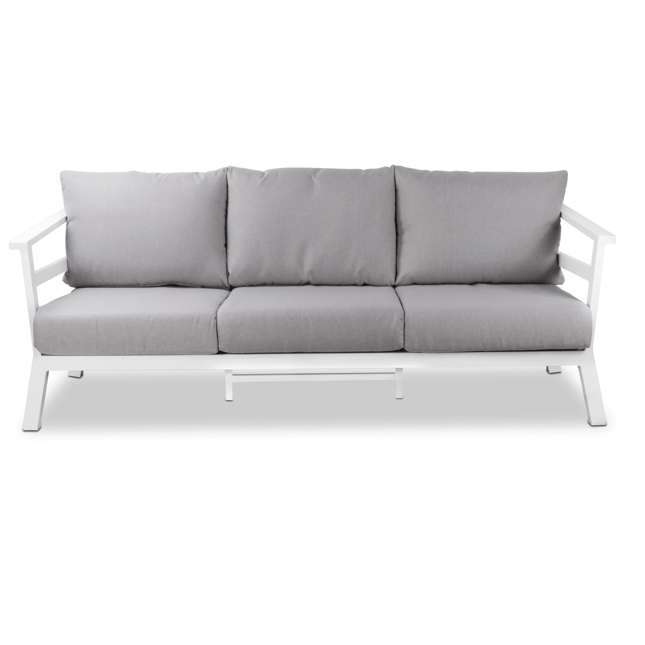 Aveiro 3 Seater in Arctic White with Stone Olefin Cushions - The Furniture Shack