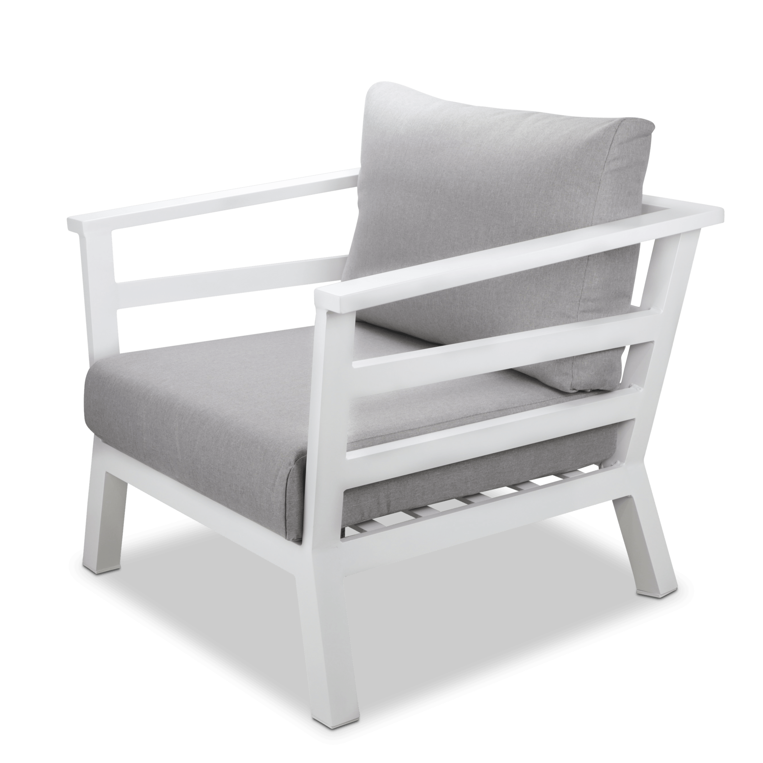 Aveiro 3 Seater with 2x Armchairs in Arctic White with Stone Olefin Cushions - The Furniture Shack