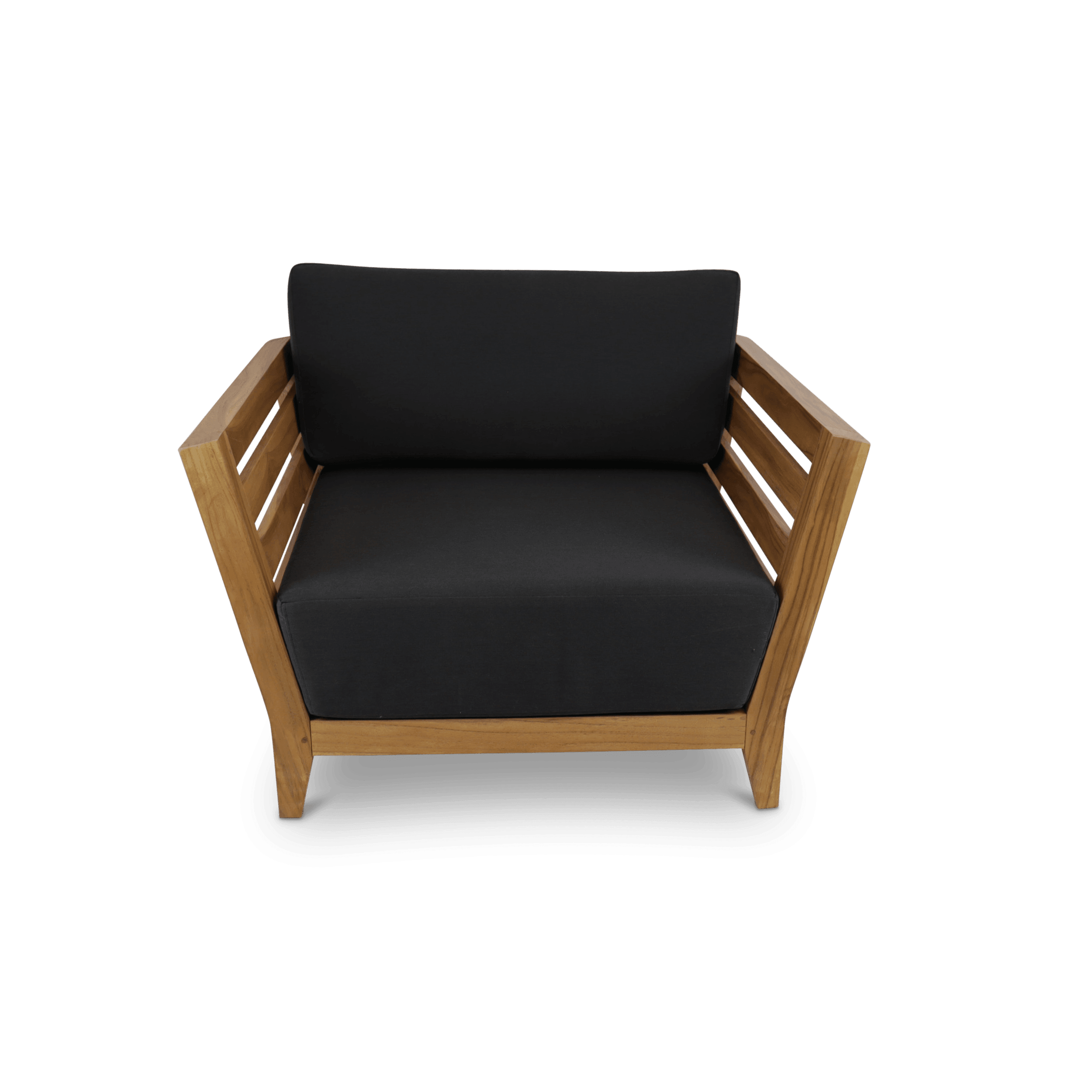 Daintree Armchair in Premium Natural Teak and Midnight Sunproof All Weather Fabric - The Furniture Shack