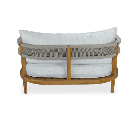 Pacific 3 Seater, 2 Seater & Armchair in Premium Natural Teak and Stone Check Sunproof All Weather Fabric - The Furniture Shack