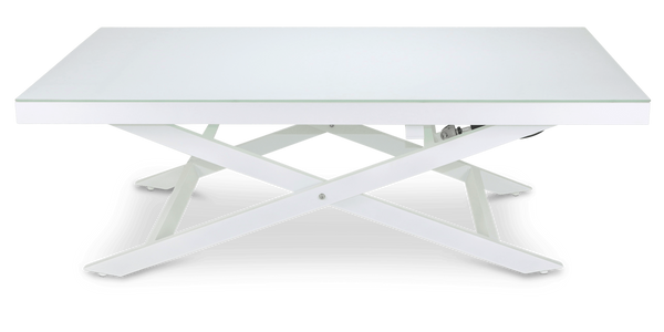 Mykonos Adjustable Outdoor Coffee Table in Arctic White Aluminium Frame and Glass Top