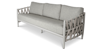 Kirra 3 Seater, 2 x Armchair, Coffee and Side Table in Silk Beige with Smoke Olefin Cushions and Rope
