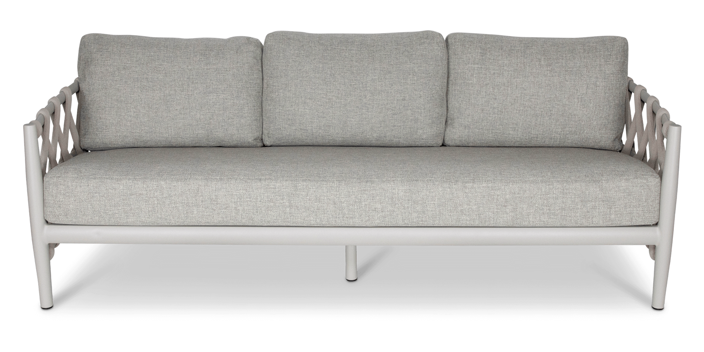 Kirra 3 Seater in Silk Beige with Smoke Olefin Cushions and Rope