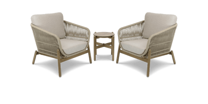 Tahiti 3pc Occasional Set with Eco Olefin Rope, Sahara Sand Spunpoly Cushions and Aluminium Frame