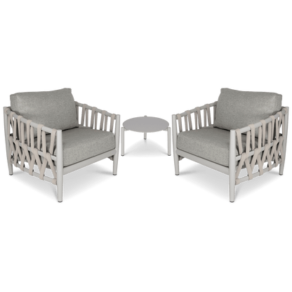 Kirra 3pc Occasional Set in Silk Beige with Smoke Olefin Cushions and Rope