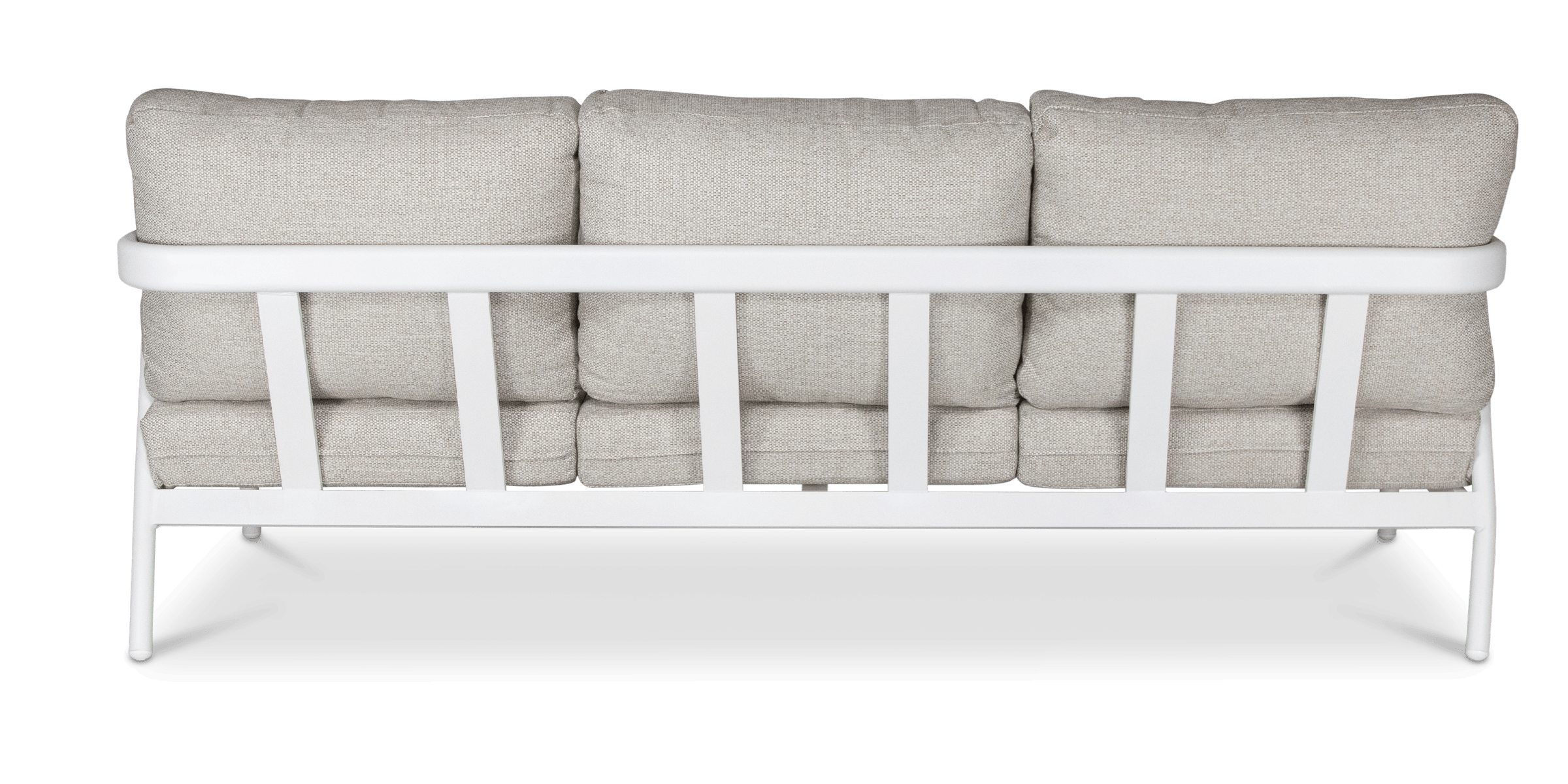Santorini 4pc Lounge Suite in Arctic White Aluminium with Latte Check Spunpoly Cushions