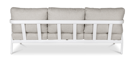 Santorini 4pc Lounge Suite in Arctic White Aluminium with Latte Check Spunpoly Cushions