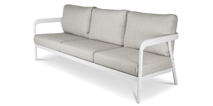Santorini 4pc Lounge Suite in Arctic White Aluminium with Latte Check Spunpoly Cushions