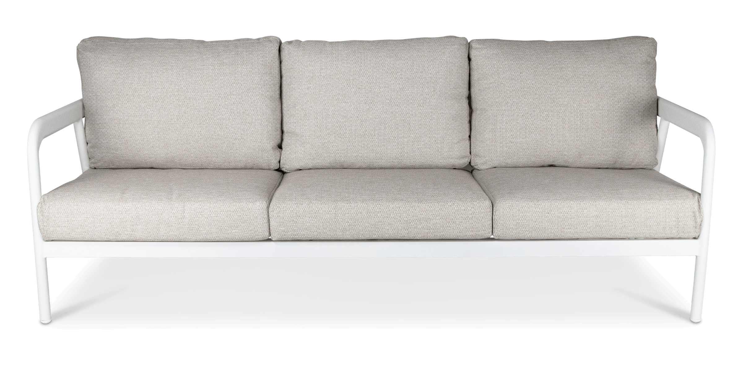 Santorini 3 Seater in Arctic White with Latte Check Spunpoly Cushions