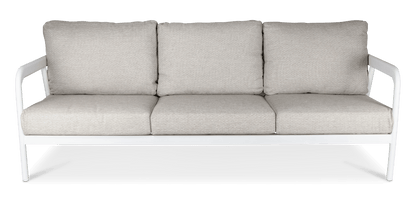 Santorini 3 Seater in Arctic White with Latte Check Spunpoly Cushions