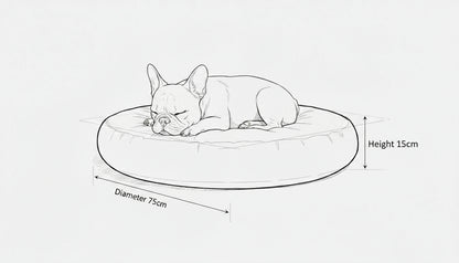 Pawesome Indoor/Outdoor Premium Round Dog Bed in Taupe Stripe