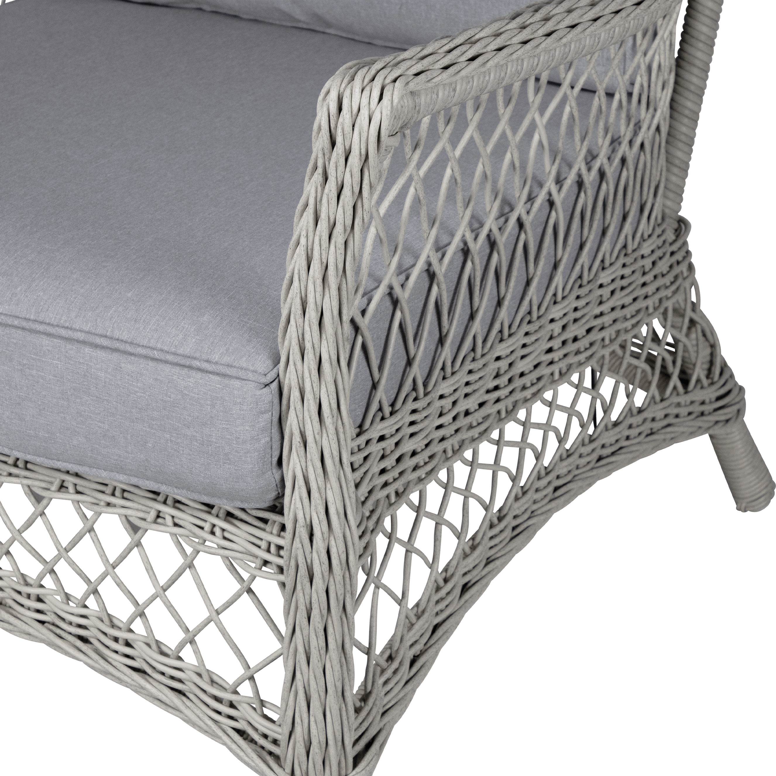 Hamptons 3pc Occasional Set in Surfmist Wicker and Dune Spunpoly Cushions
