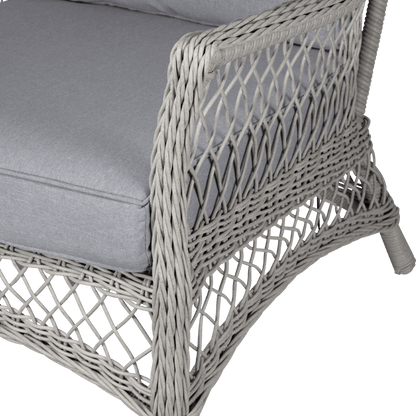 Hamptons 3pc Occasional Set in Surfmist Wicker and Dune Spunpoly Cushions