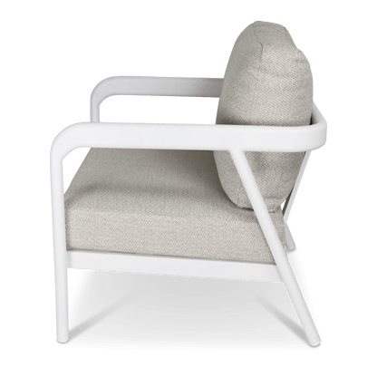 Santorini 4pc Lounge Suite in Arctic White Aluminium with Latte Check Spunpoly Cushions