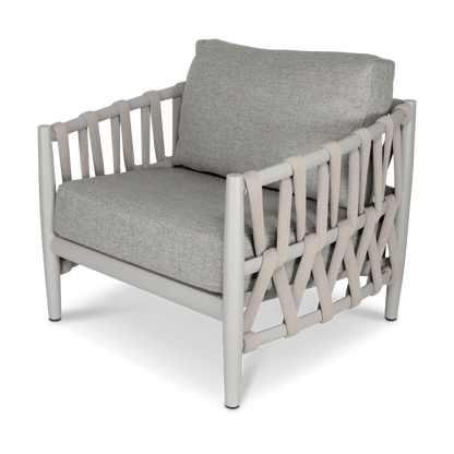 Kirra 3pc Occasional Set in Silk Beige with Smoke Olefin Cushions and Rope