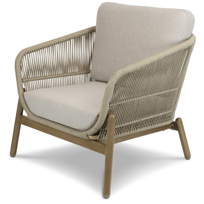 Tahiti Armchair with Eco Olefin Rope, Sahara Sand Spunpoly Cushions and Aluminium Frame