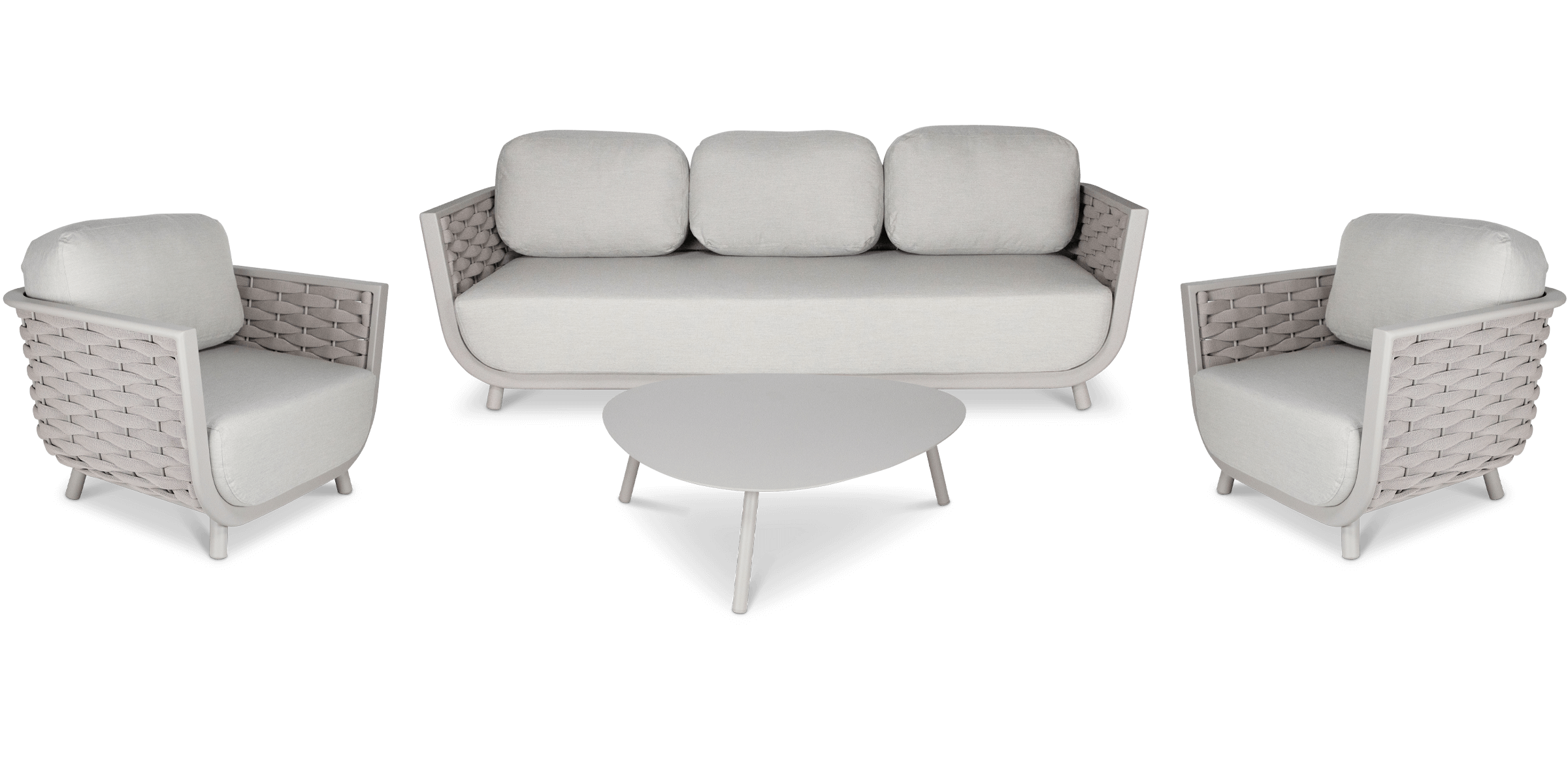 Allure 4pc Lounge Set in Fawn with Dune Spunpoly Cushions and Olefin Rope