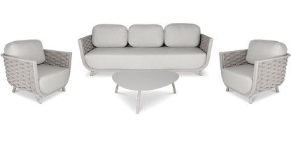 Allure 4pc Lounge Set in Fawn with Dune Spunpoly Cushions and Olefin Rope