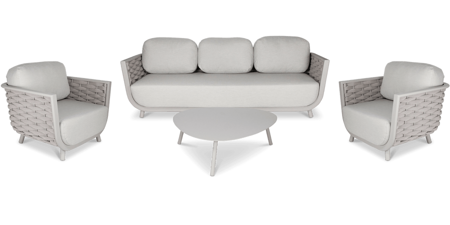 Allure 4pc Lounge Set in Fawn with Dune Spunpoly Cushions and Olefin Rope