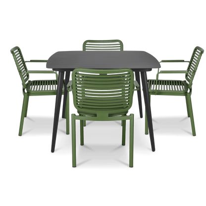 Amalfi Square 5 Piece Outdoor Setting in Gunmetal with Aluminium Chairs