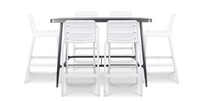 Amalfi 7pc Bar Suite in Gunmetal with UV Plastic Outdoor Bar Stools