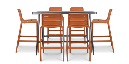 Amalfi 7pc Bar Suite in Gunmetal with UV Plastic Outdoor Bar Stools