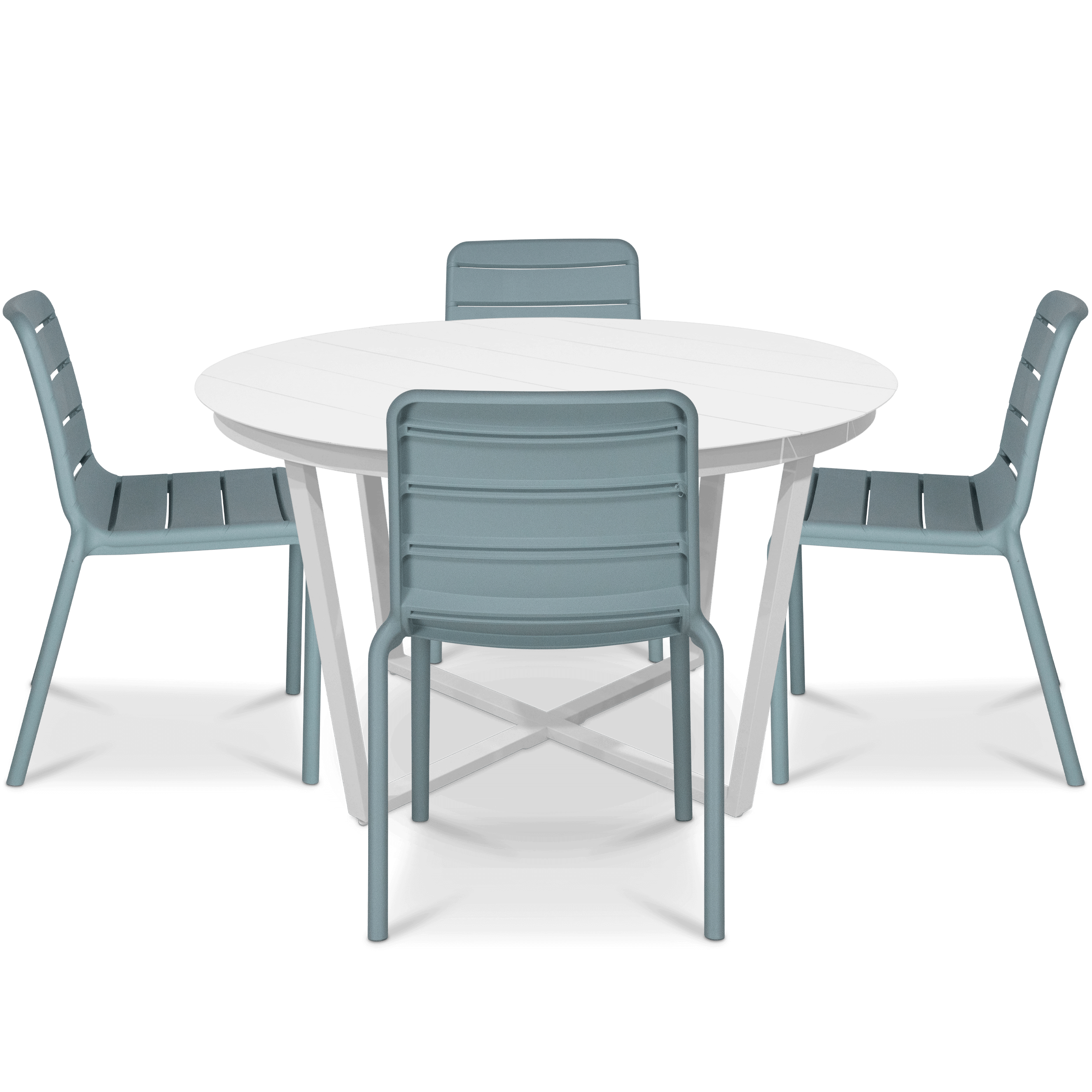 Amalfi Round 5 Piece Outdoor Setting with Aura UV Plastic Outdoor Chairs (PP)